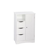 Home Ashland Single Door Bathroom & Laundry Storage Cabinet with 3 Drawers, Open Cubby & Adjustable Shelf, White N1A4 - product image 1