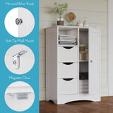 Home Ashland Single Door Bathroom & Laundry Storage Cabinet with 3 Drawers, Open Cubby & Adjustable Shelf, White N1A4 - product image 4