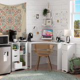Home Ashland Single Door Bathroom & Laundry Storage Cabinet with 3 Drawers, Open Cubby & Adjustable Shelf, White N1A4 - product image 7
