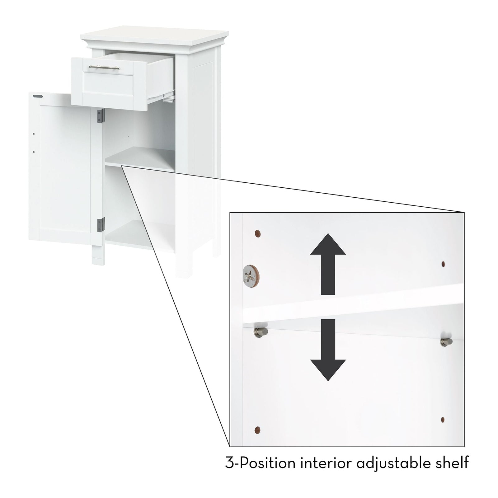 Home Somerset Single Door Bathroom & Laundry Storage Cabinet with Drawer & Adjustable Shelf, White X8X0 - product image 6