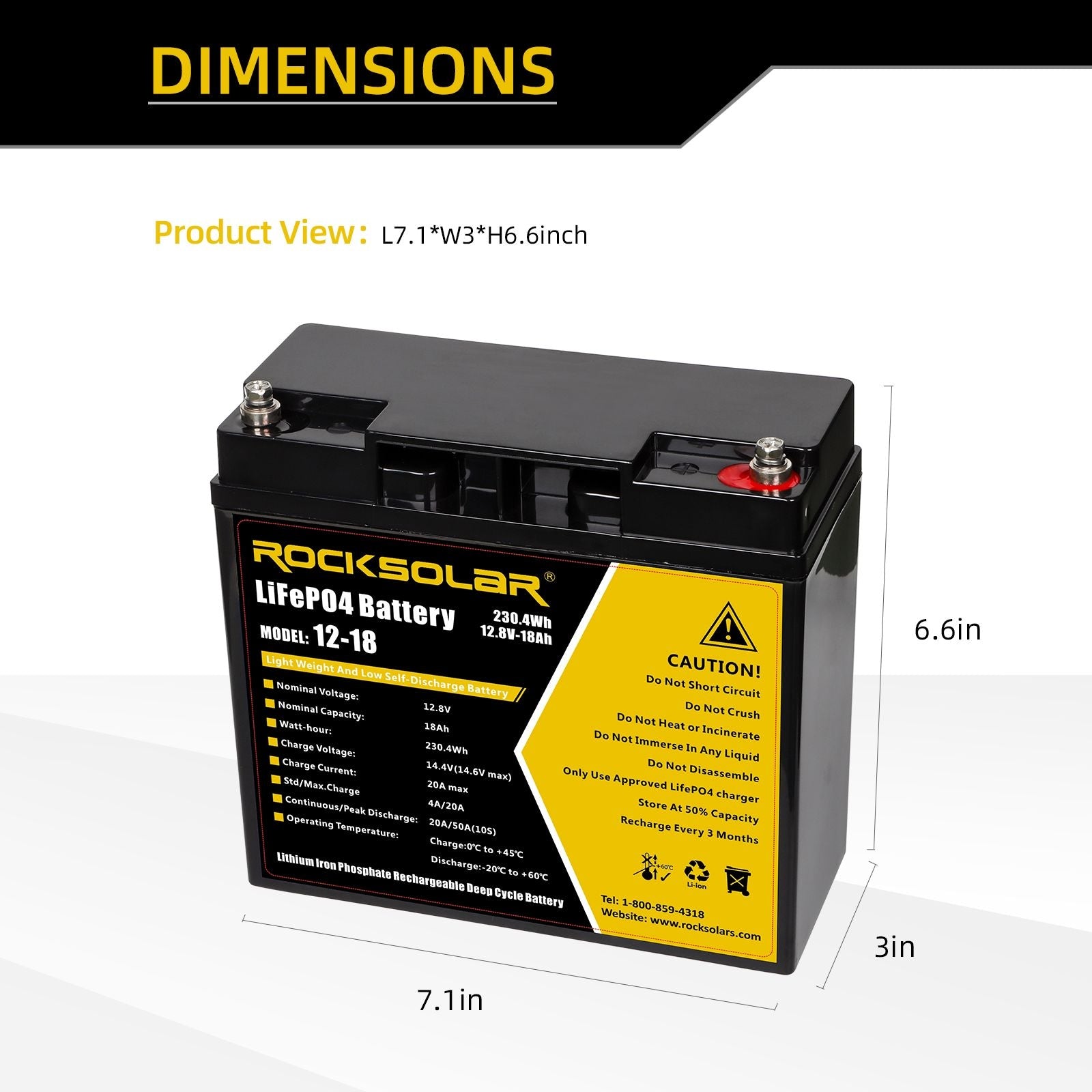 12V 18Ah Deep Cycle Lithium (LiFePO4) Battery M3F1 - product image 3