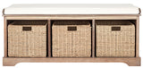 Lonan Wicker Storage Bench, Grey Wash/White, 16.1-in x 47-in x 19.9-in N1H7 - product image 3