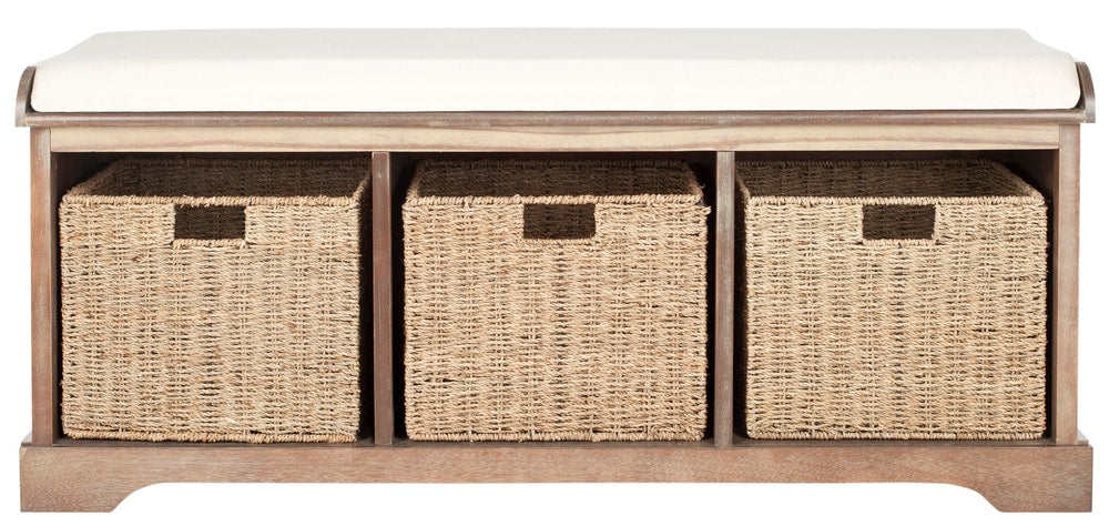 Lonan Wicker Storage Bench, Grey Wash/White, 16.1-in x 47-in x 19.9-in N1H7 - product image 3