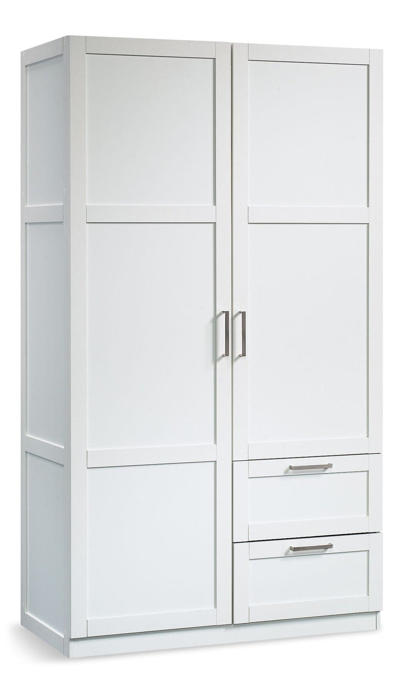 2 Door 2 Drawer Wardrobe, White V3Y6