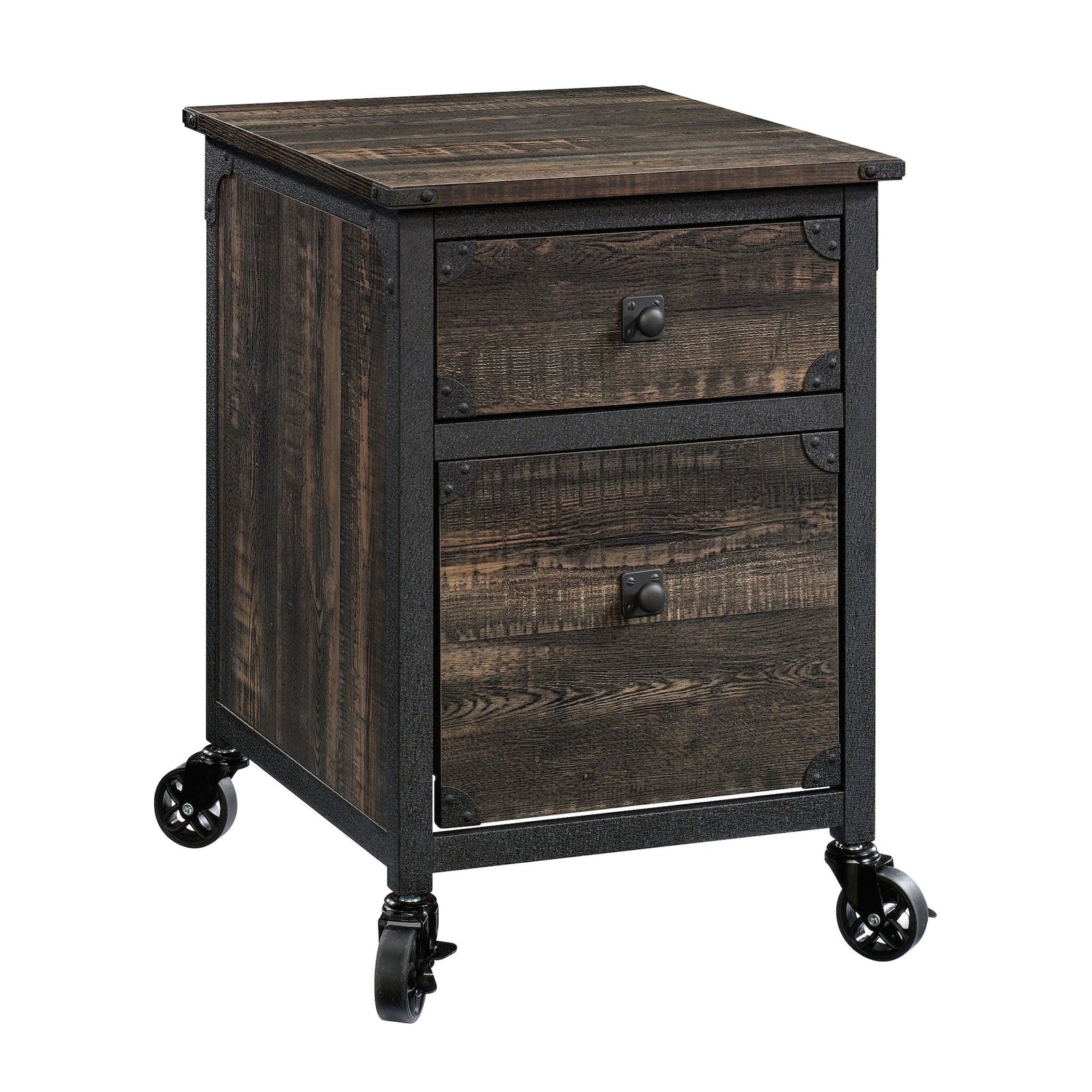 Steel Pedestal River File Cabinet with Drawers, Carbon Oak A5B4 - product image 1