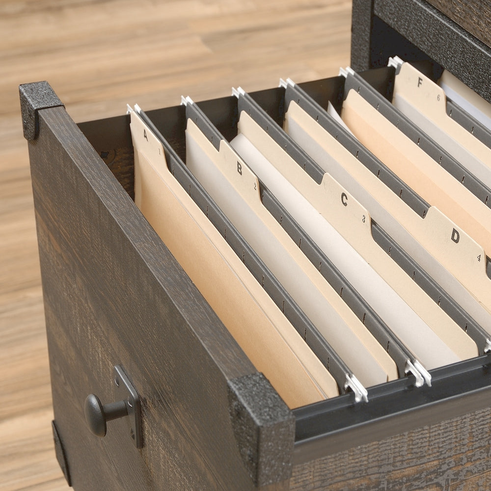 Steel Pedestal River File Cabinet with Drawers, Carbon Oak P9A0 - product image 5