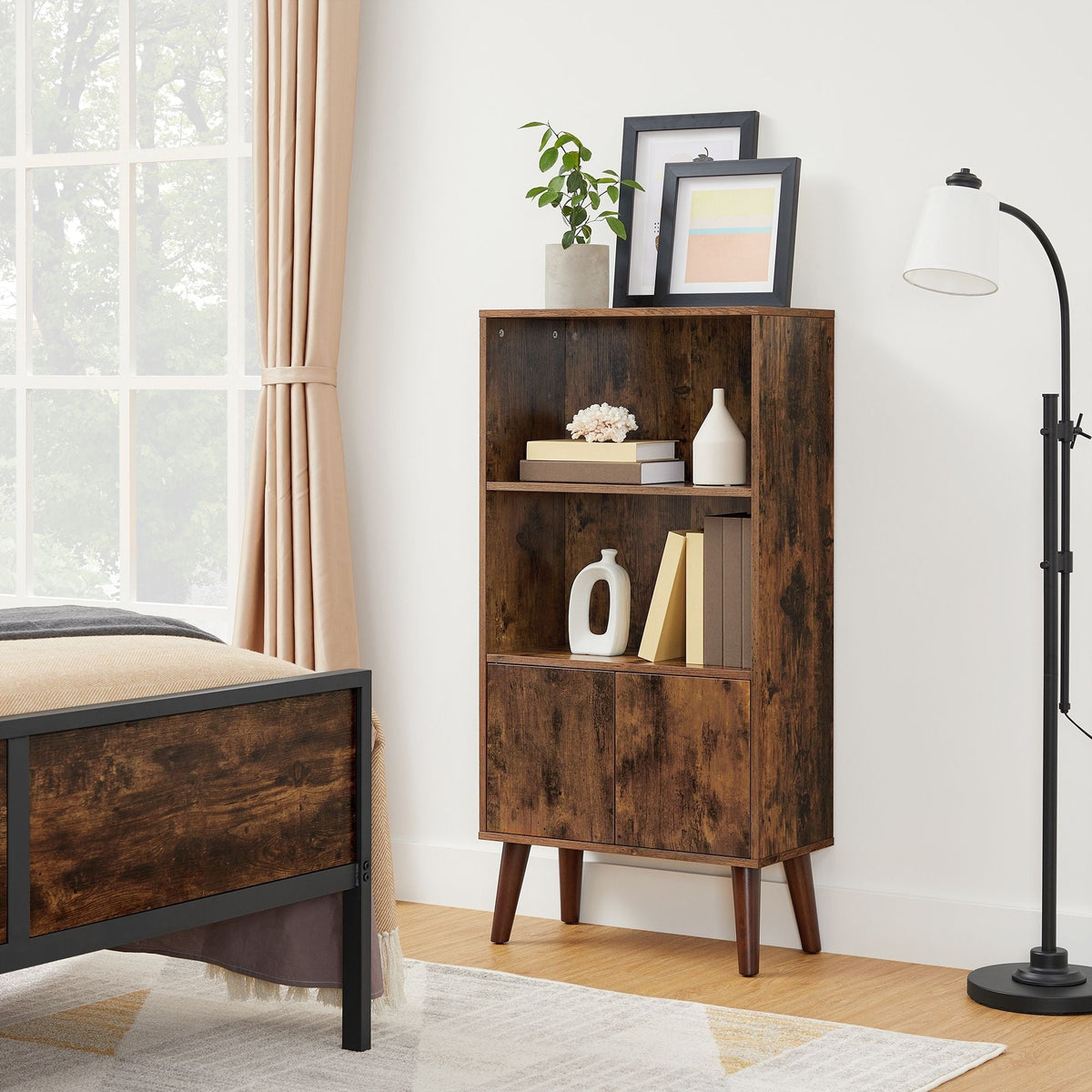 Home 3-Tier Rustic Brown Retro Cabinet with Steel Frame V0R6 - product image 8