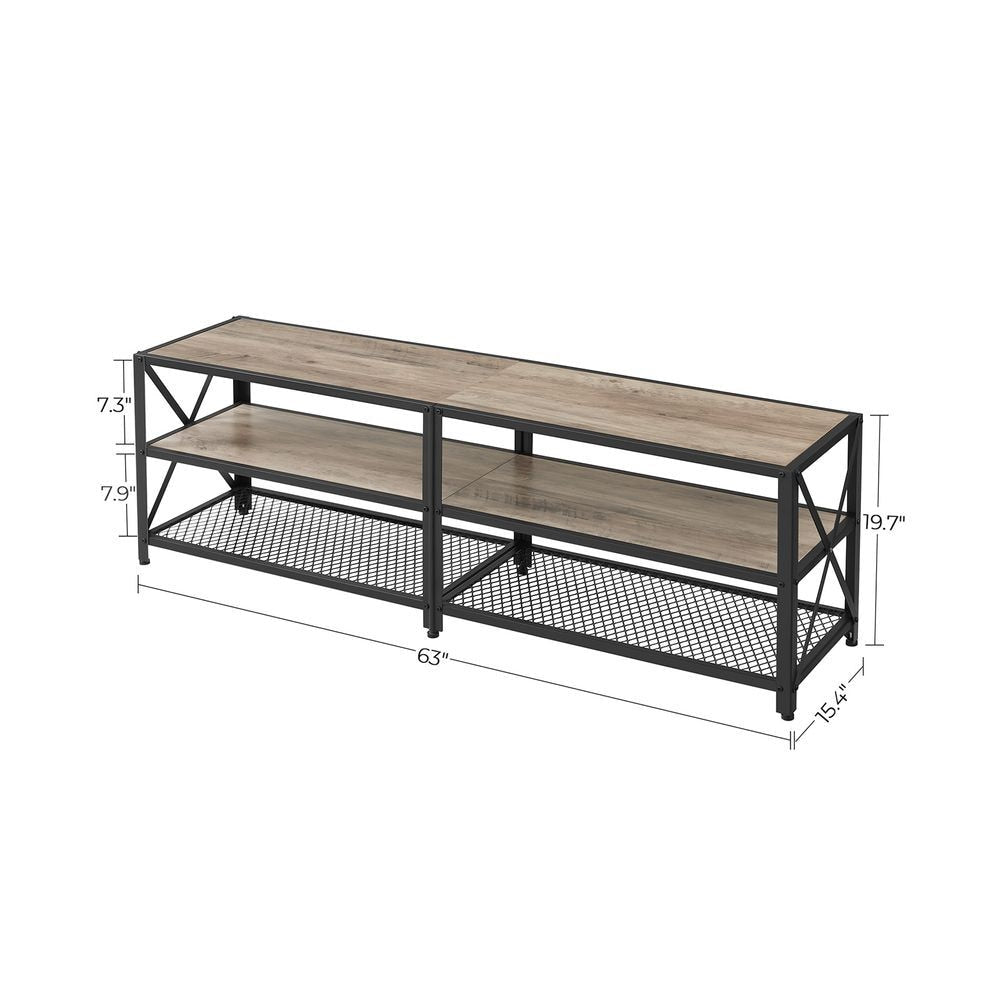 Home 70-in 3-Tier Industrial Greige/Black TV Stand E3H8 - product image 3
