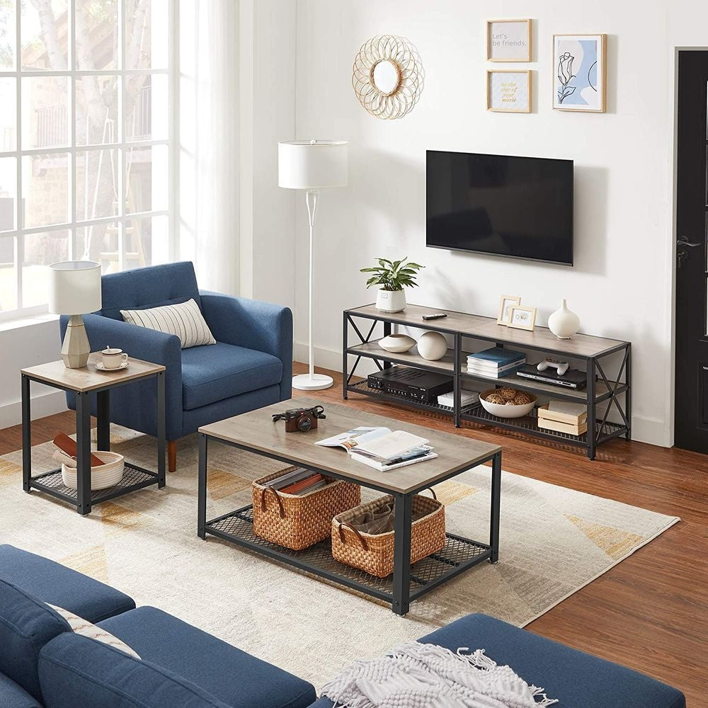 Home 70-in 3-Tier Industrial Greige/Black TV Stand E3H8 - product image 5