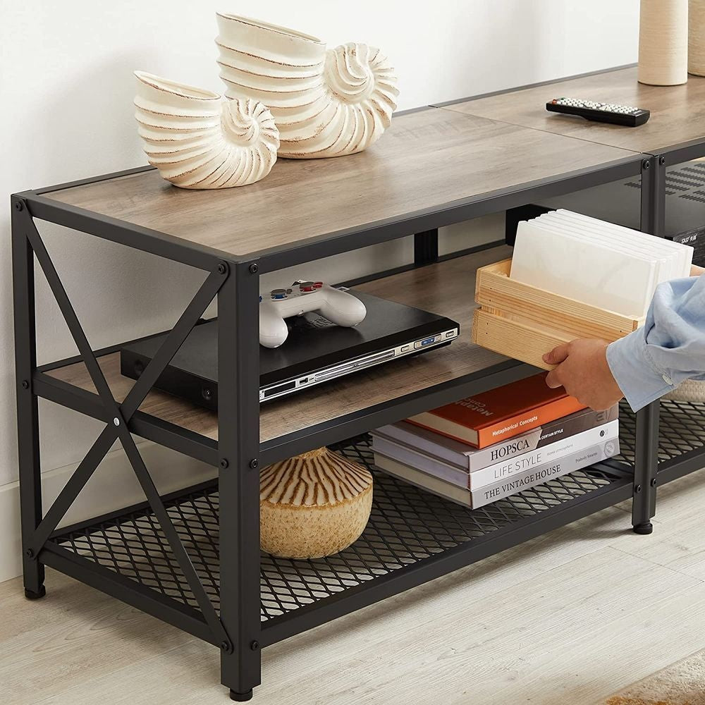 Home 70-in 3-Tier Industrial Greige/Black TV Stand E3H8 - product image 7