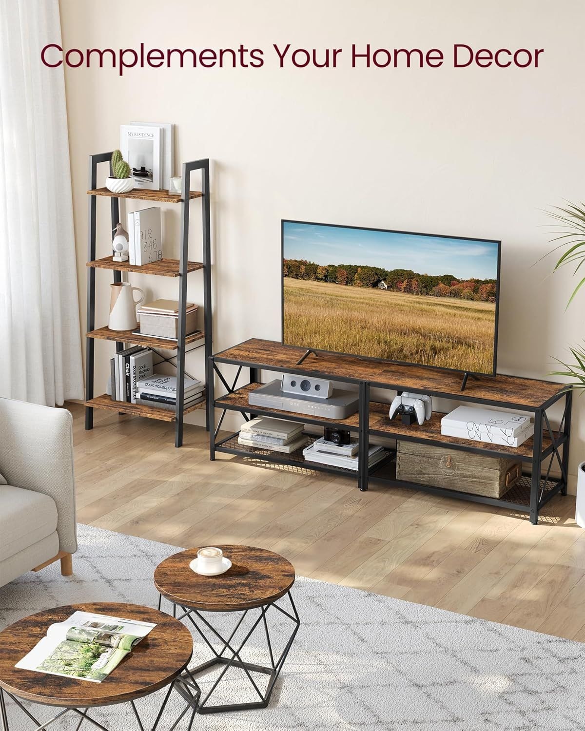 Home 70-in 3-Tier Industrial Rustic Brown TV Stand Z0V1 - product image 2