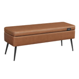 Home Caramel Brown Storage Bench with Steel Legs L2Z5 - product image 1