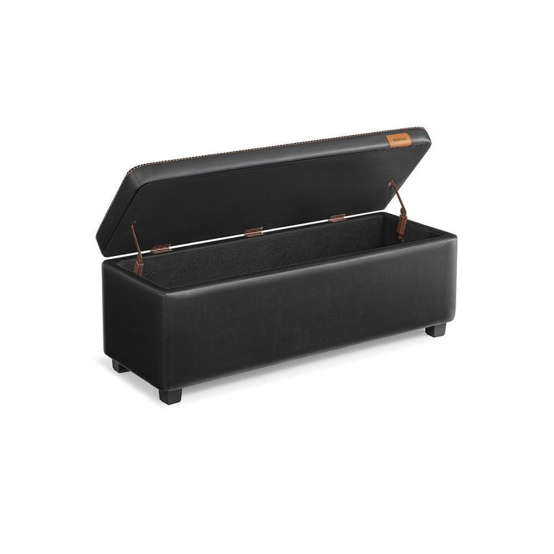 Home Deep Mid-Century Modern Black Storage Ottoman W6W8