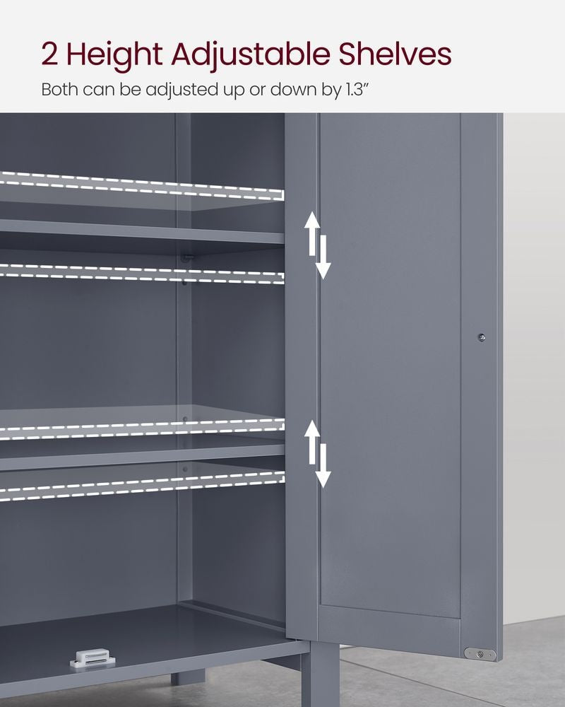 Home Dove Grey Floor Cabinet with 2 Adjustable Shelves R5J5 - product image 3
