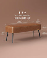 Home EKHO Collection Caramel Brown Synthetic Leather Bench S8M8 - product image 6