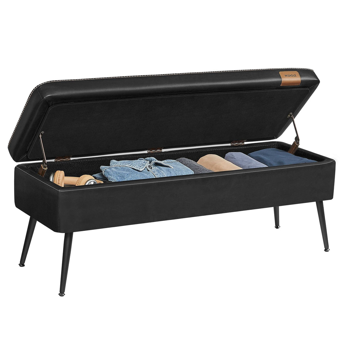 Home Mid-Century Ink Black Ottoman Storage Bench B5I0 - product image 3