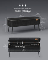 Home Mid-Century Ink Black Ottoman Storage Bench B5I0 - product image 5