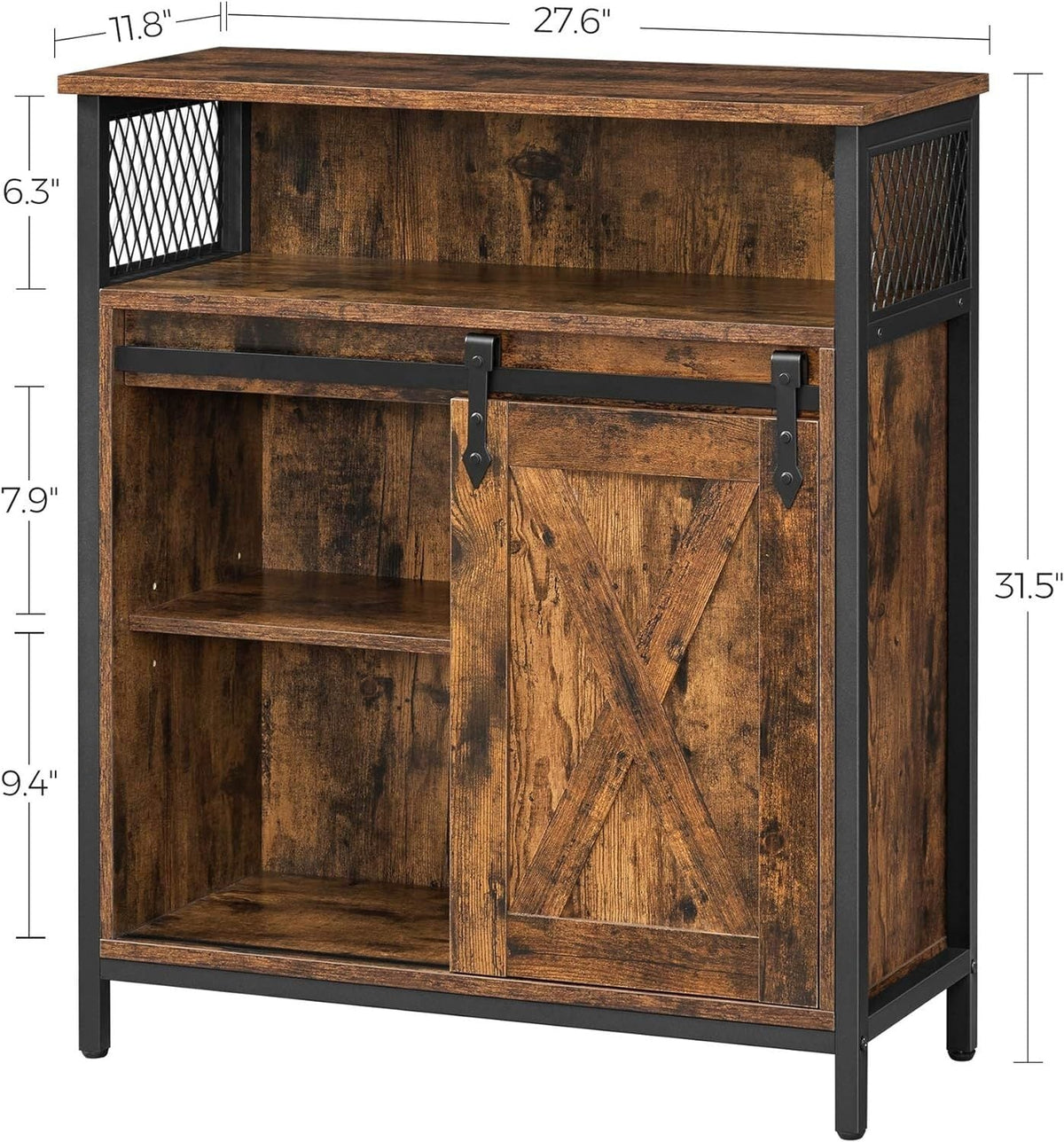 Home Rustic Brown Cabinet with Sliding Door T6T7 - product image 3