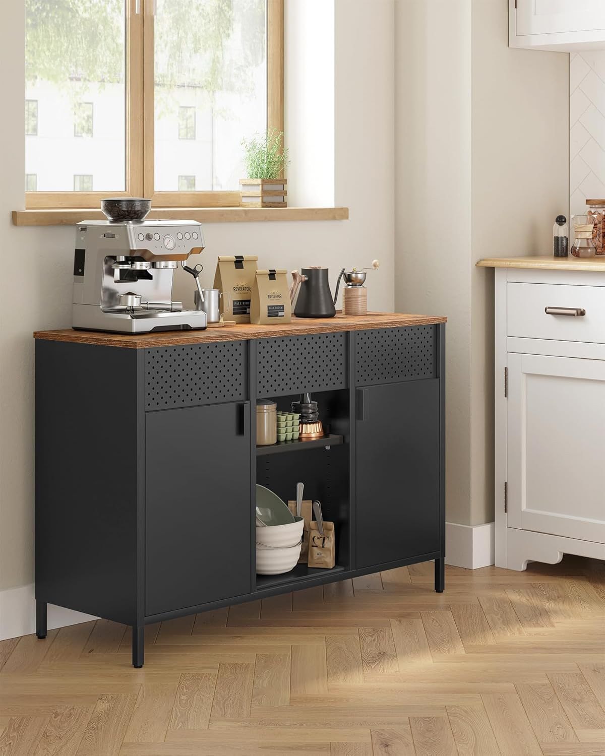 Home Rustic Brown/Black Metal Buffet Cabinet H6T0 - product image 7