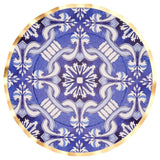 Moroccan Nights Round Bordered Trimmed Paper Disposable Dinner Plates, Blue/Gold, Tile, 10-in, 8-pk, for Mother's Day/Easter H6T0 - product image 1