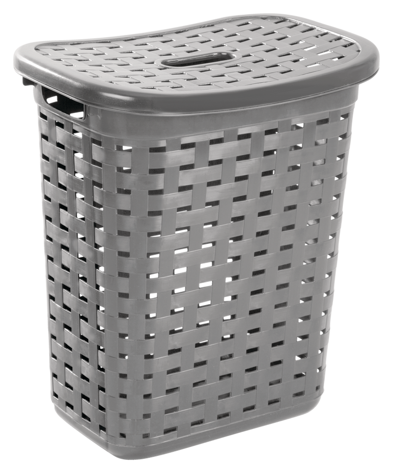 Weave Laundry Hamper, Plastic, Grey L6O8