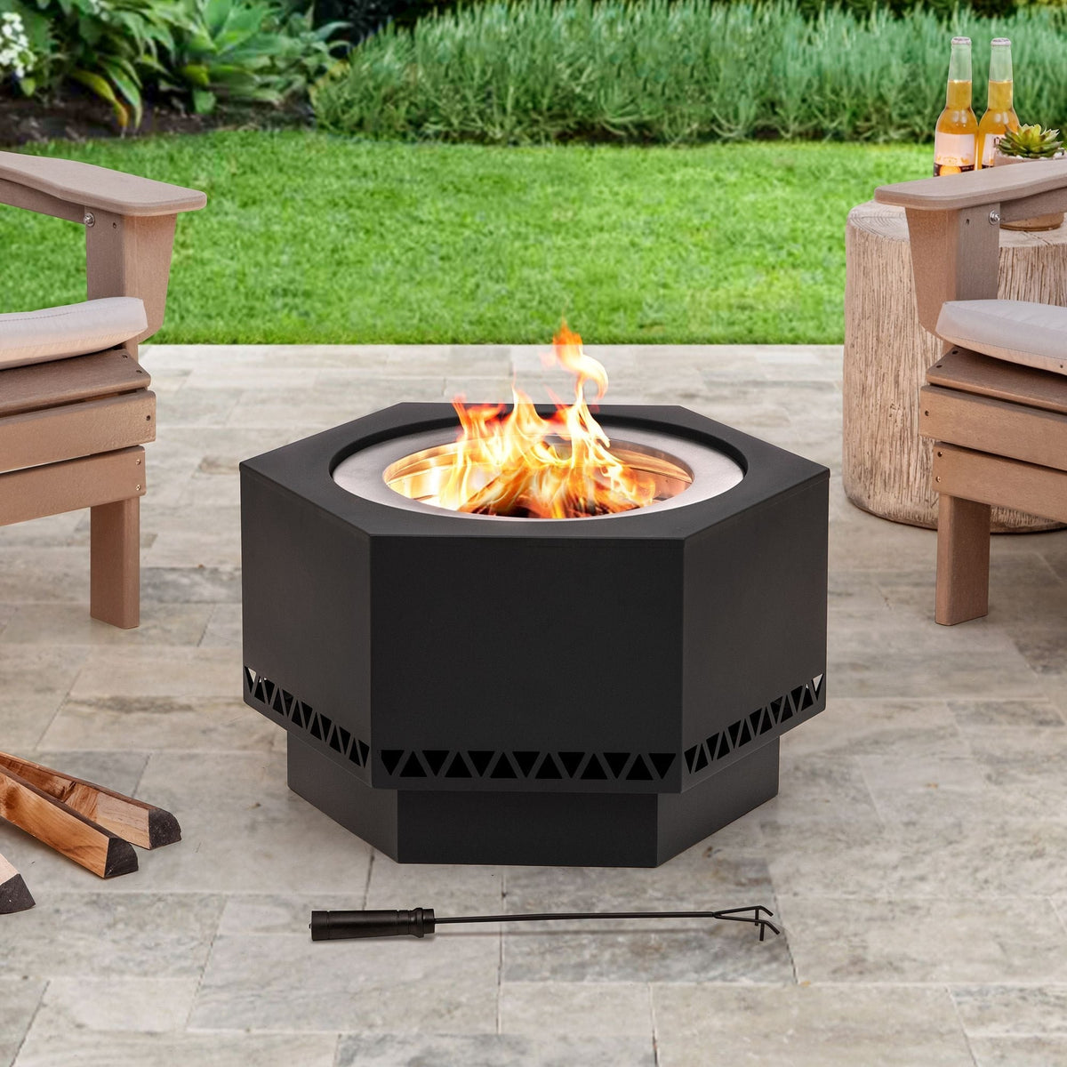 Lawrence Hexagonal Low Smoke Firepit, 28-in G6I9 - product image 3