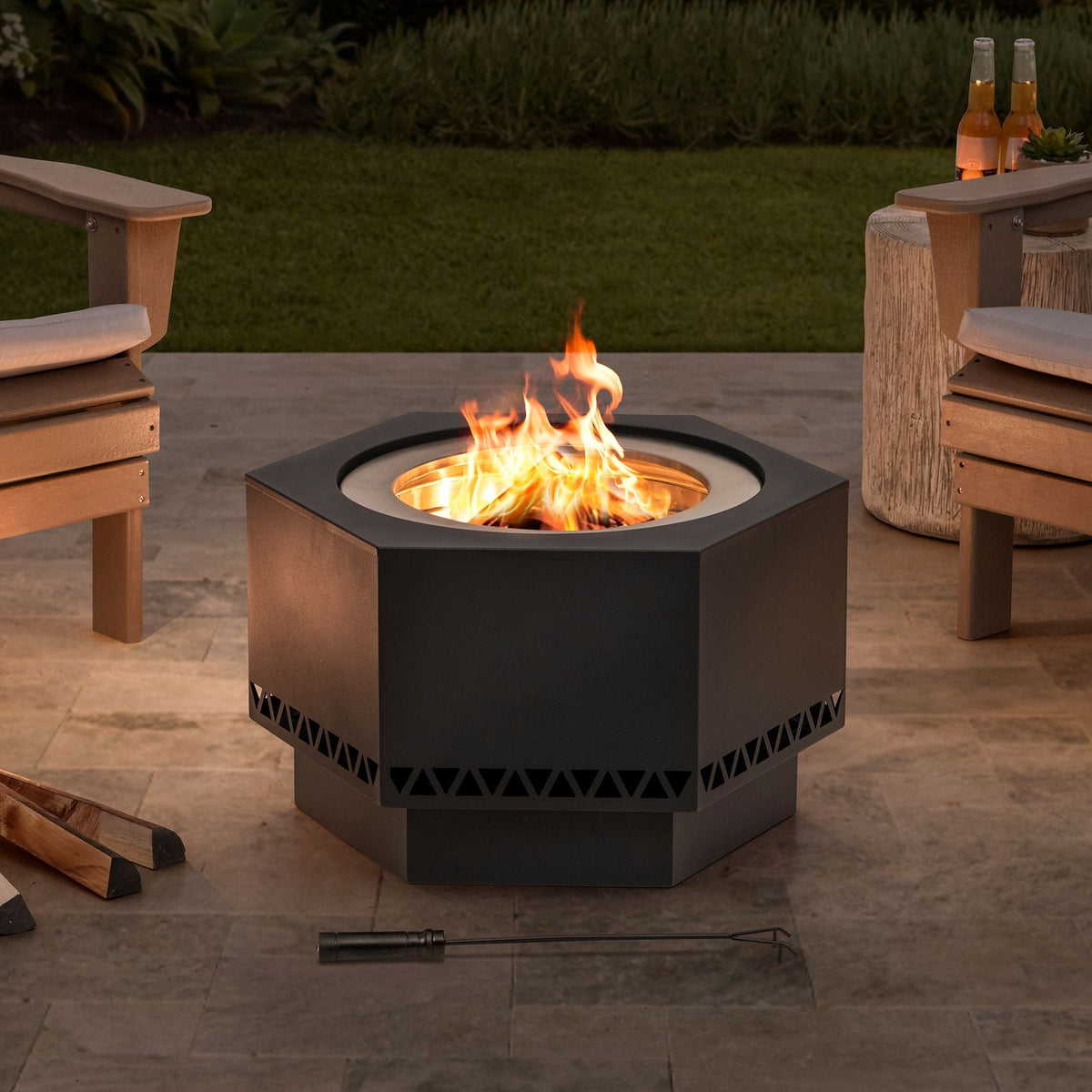 Lawrence Hexagonal Low Smoke Firepit, 28-in G6I9 - product image 4
