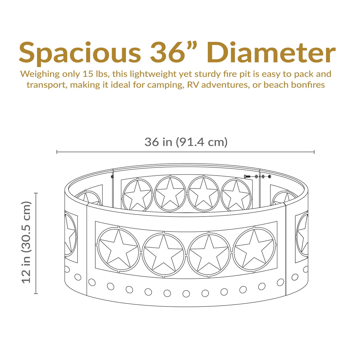 Décor Heavy-Duty Steel Cut Out Campfire Ring, 36-in Q5M2 - product image 5