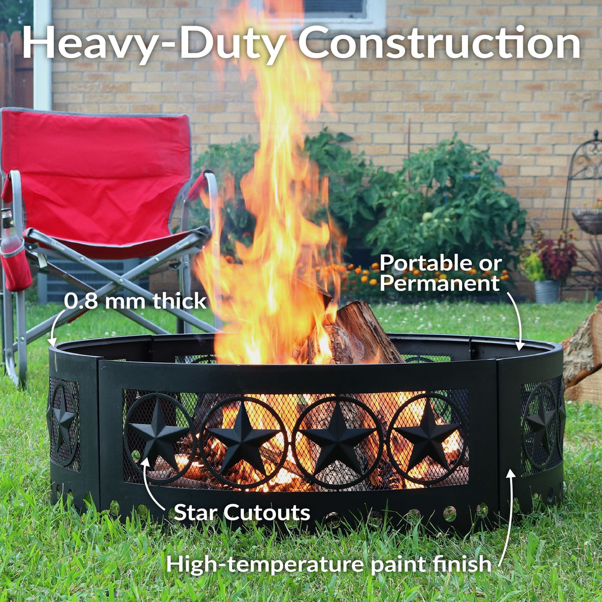 Décor Heavy-Duty Steel Cut Out Campfire Ring, 36-in Q5M2 - product image 6
