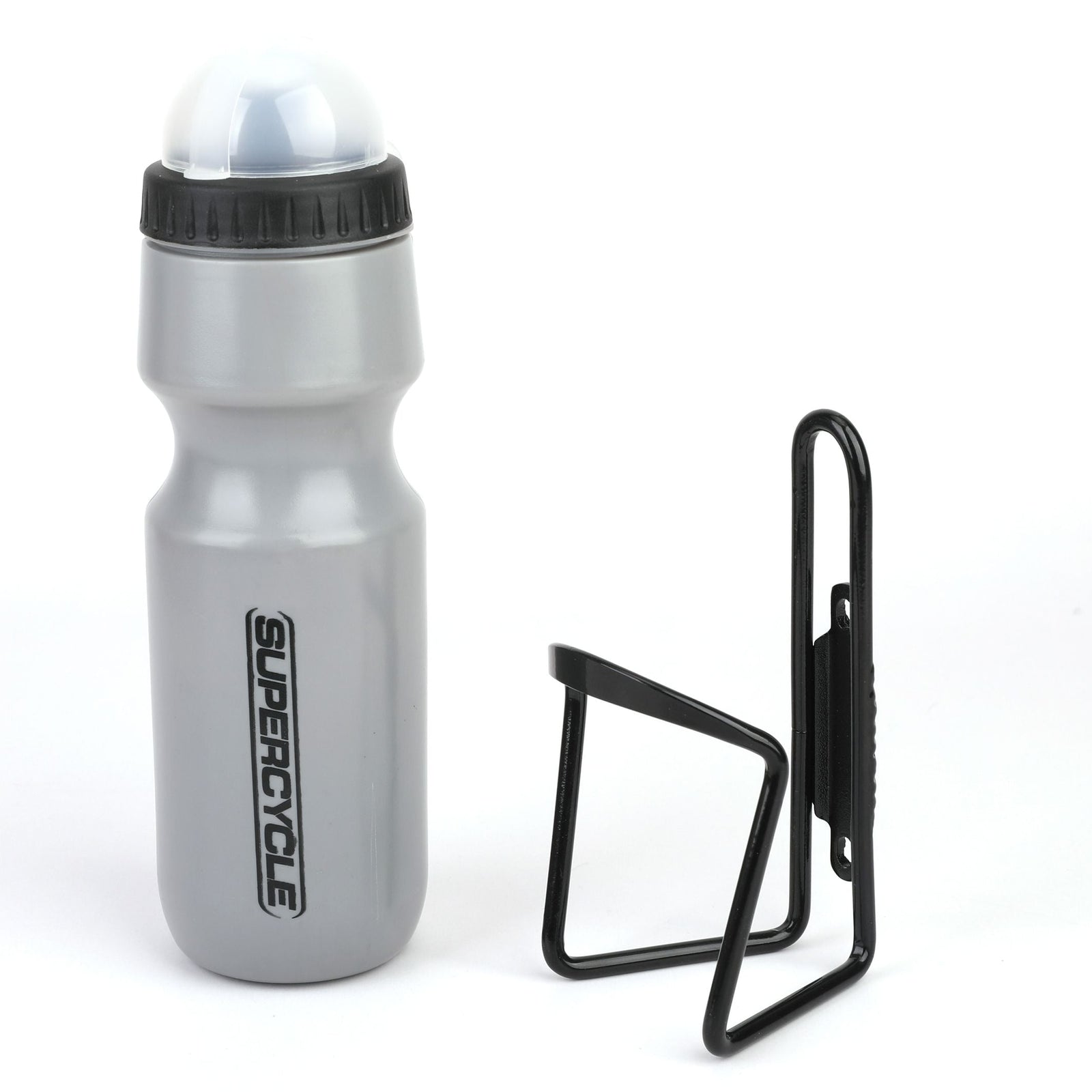 Wide Mouth Self-Sealing Bike Water Bottle withCage/Holder, BPA Free, Silver, 21-oz P5W4 - product image 1