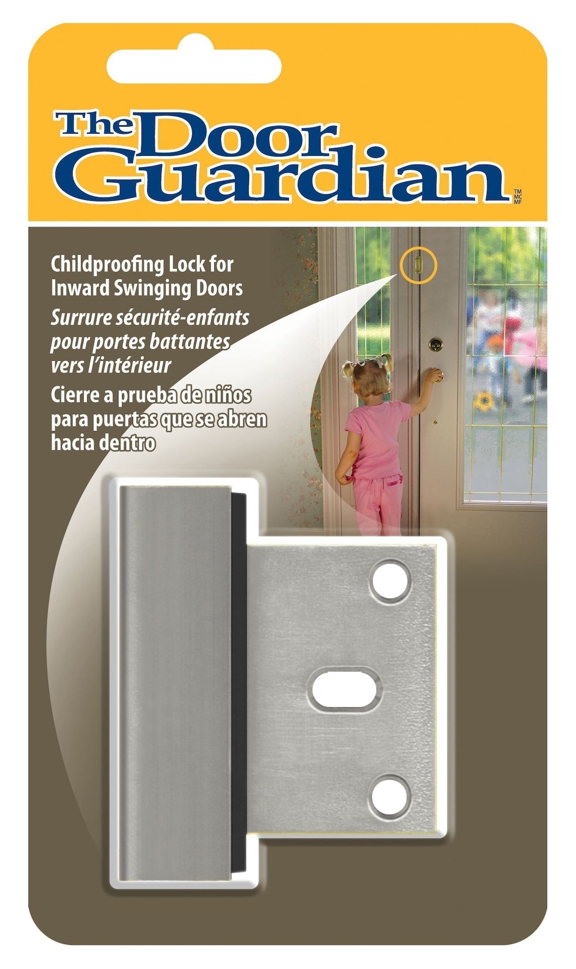 The Door Guardian Child Proof Lock for Inwards Swinging Door, Satin Chrome G8D4 - product image 1