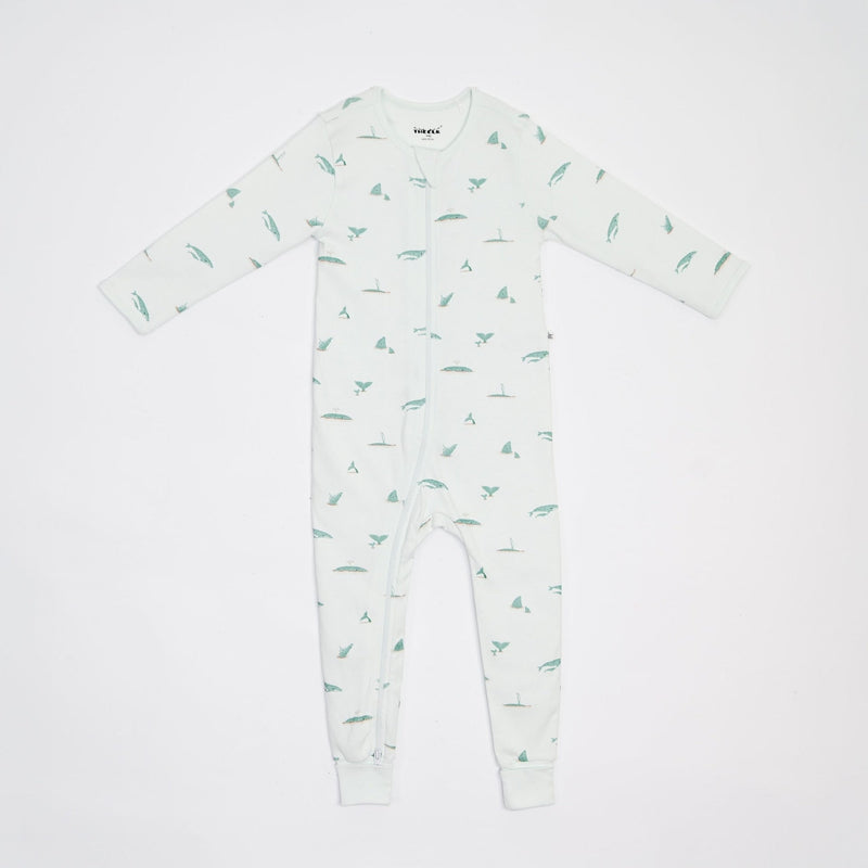 The Elk Baby Whale Print Premium Organic Cotton Play and Grow Rib Foot Zippy, Various Sizes F7S8