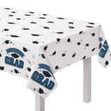 "Congrats Grad" Rectangle Plastic Reusable Table Cover, Navy, 54x84-in, for Graduation Q4Q5 - product image 1
