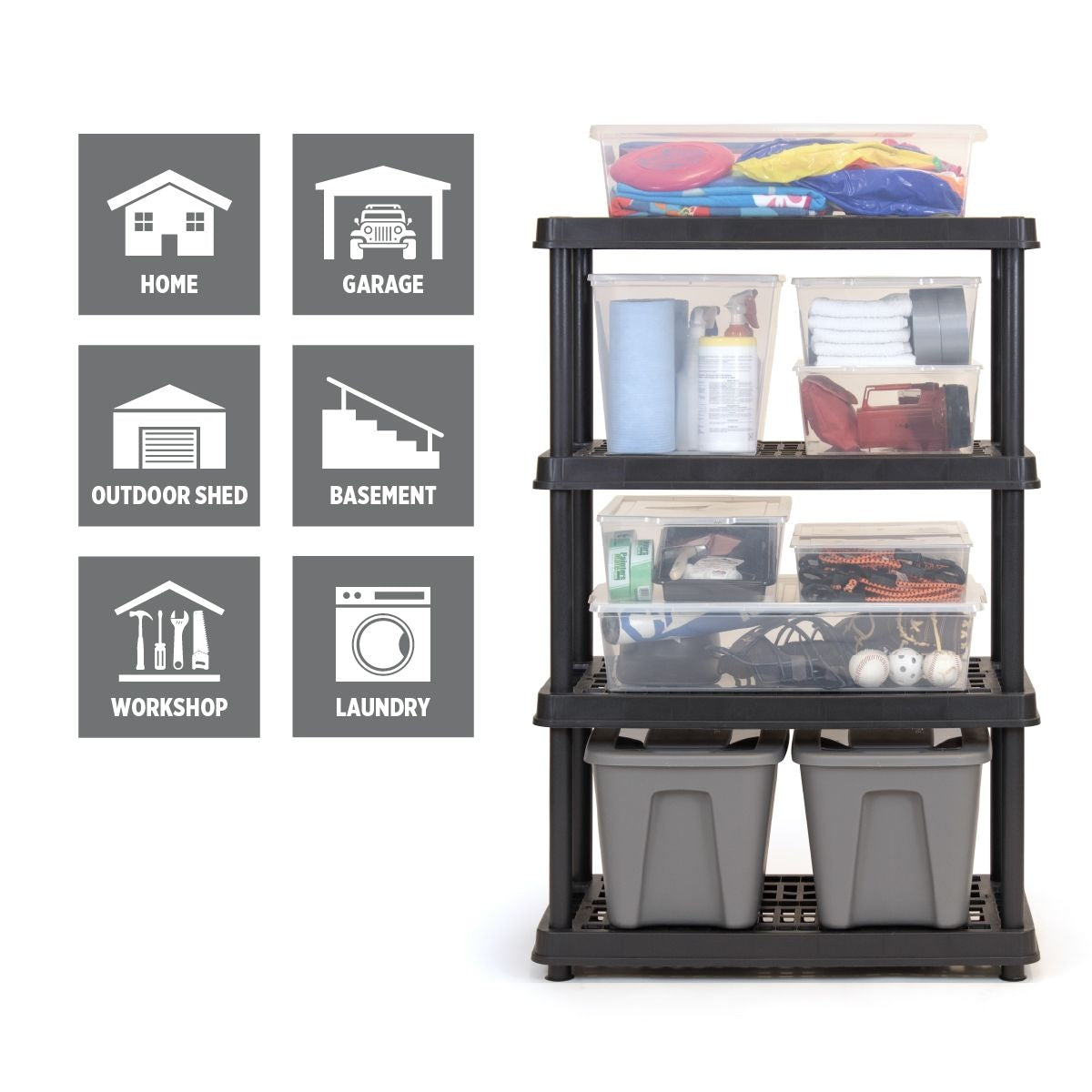 4-Shelf Resin/Plastic Storage Rack/Shelving Unit, 36 x 18 x 54-in I1Q8 - product image 8