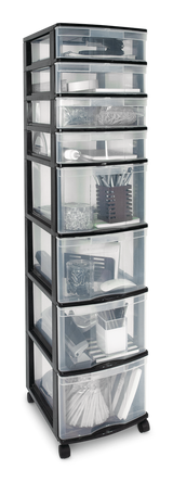 type A Clear Black Frame 8-Drawer Storage Tower/Cart with Wheels, 46-in M3A2 - product image 1