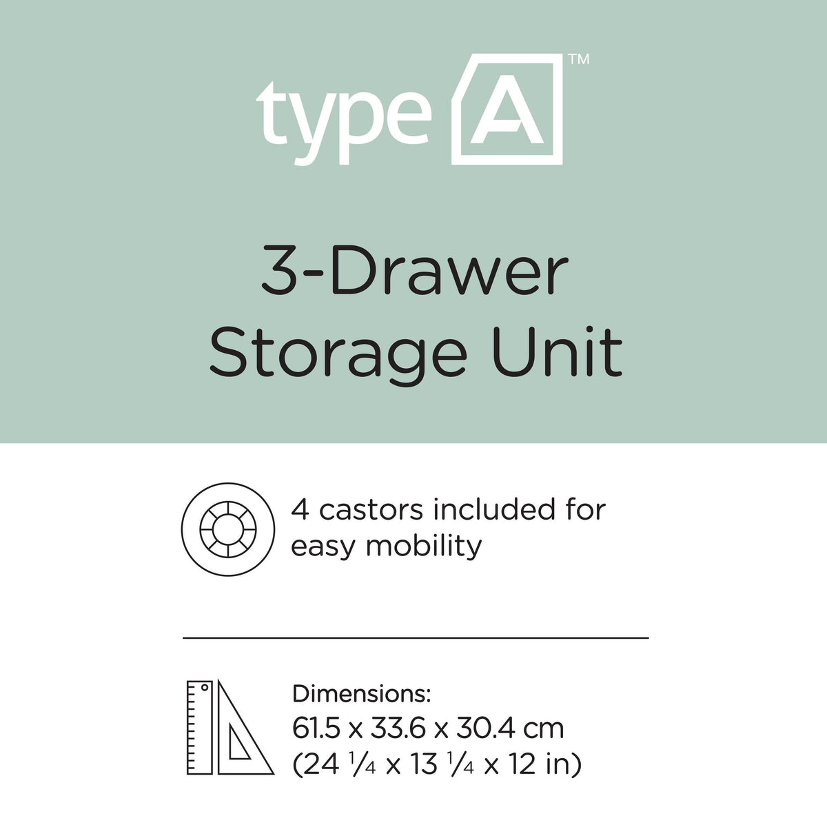 type A Clear Grey Frame 3-Drawer Storage Tower/Cart with Wheels, 26-in P6Y6 - product image 3