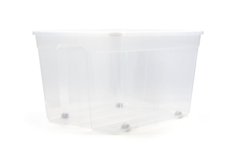 type A Clear Storage Tote with Wheels, 80-L G3I7