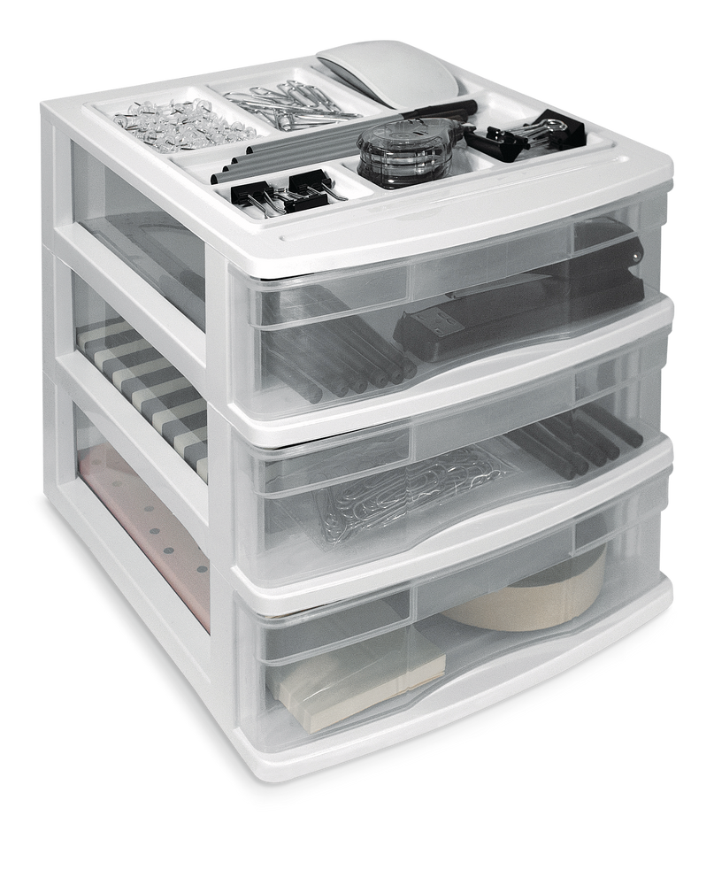 type A Desk Clear White Frame 3-Drawer Storage Tower, 10-in K9U1 - product image 2