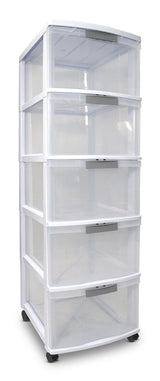 type A Element Lockable White Frame 5-Drawer Storage Tower/Cart with Wheels, 26-in W3S1 - product image 1