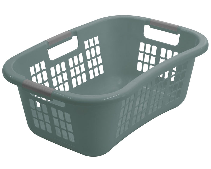 type A Hip-Hugger Laundry Basket, Jadeite with Grey Handles U7C5