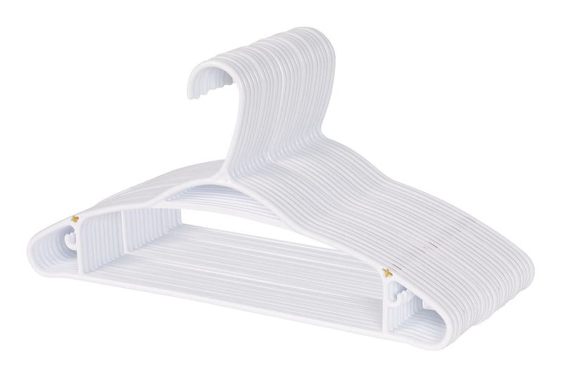 type A Plastic Hangers, Slim, White, 24-pk D6X0