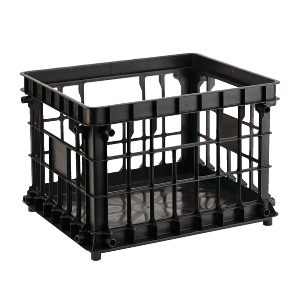 type A Prima Stackable Milk Crate Storage Basket, 30.7-L, Black X0A2