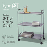 type A Radiant 3-Tier Utility Cart with Wheels, Grey Q4Y8 - product image 3