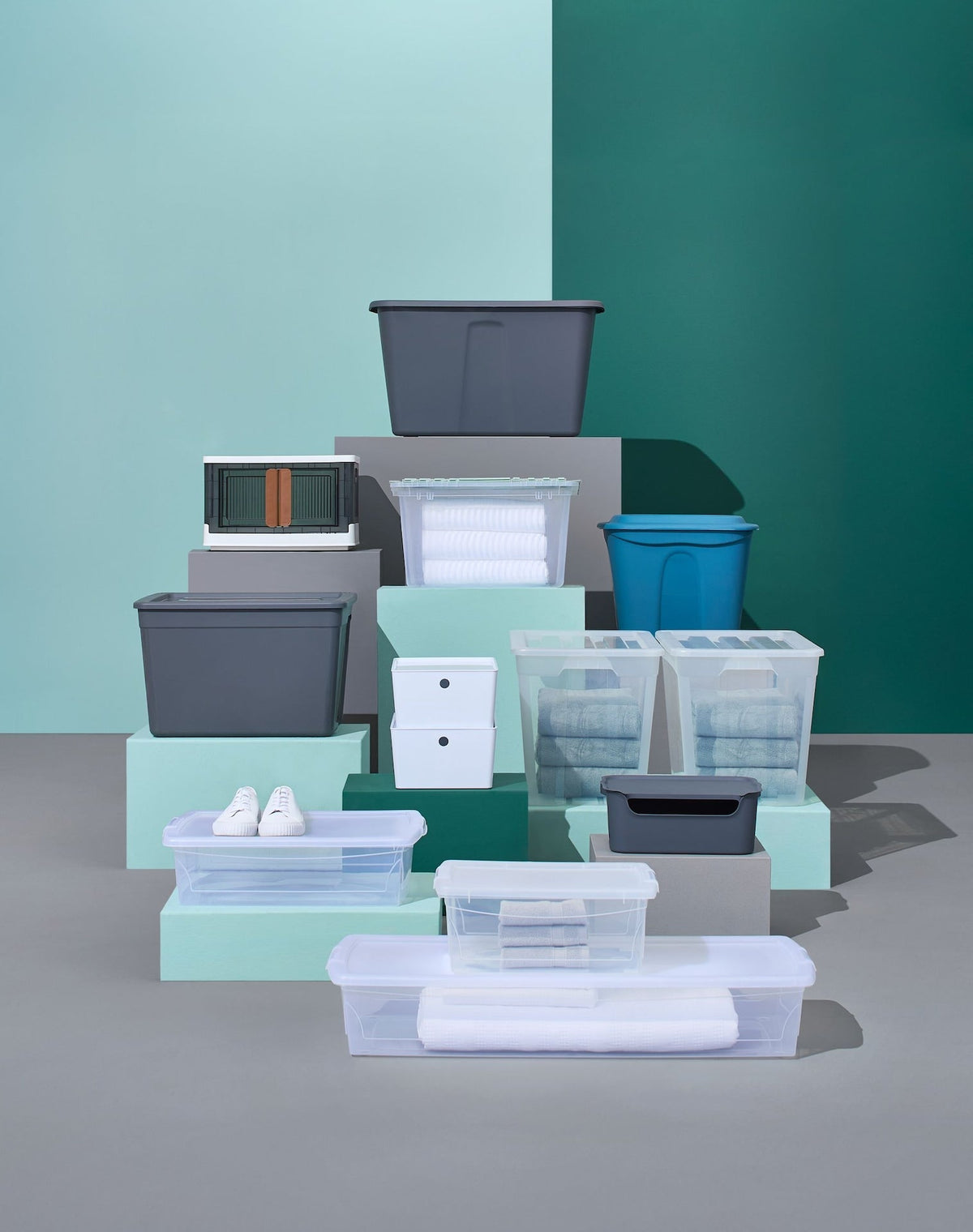 type A Restore Stackable Nesting Storage Box with Lid, 121-L, Grey M6P7 - product image 4