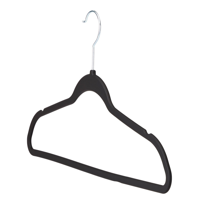 type A Rubberized Slim Non-Slip Hanger, Black 10-pk I0N5