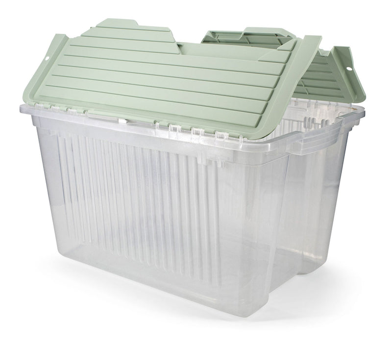 type A Transparent Stackable Storage Box with Flip-top Lid, 45-L, Eucalyptus Y7B4