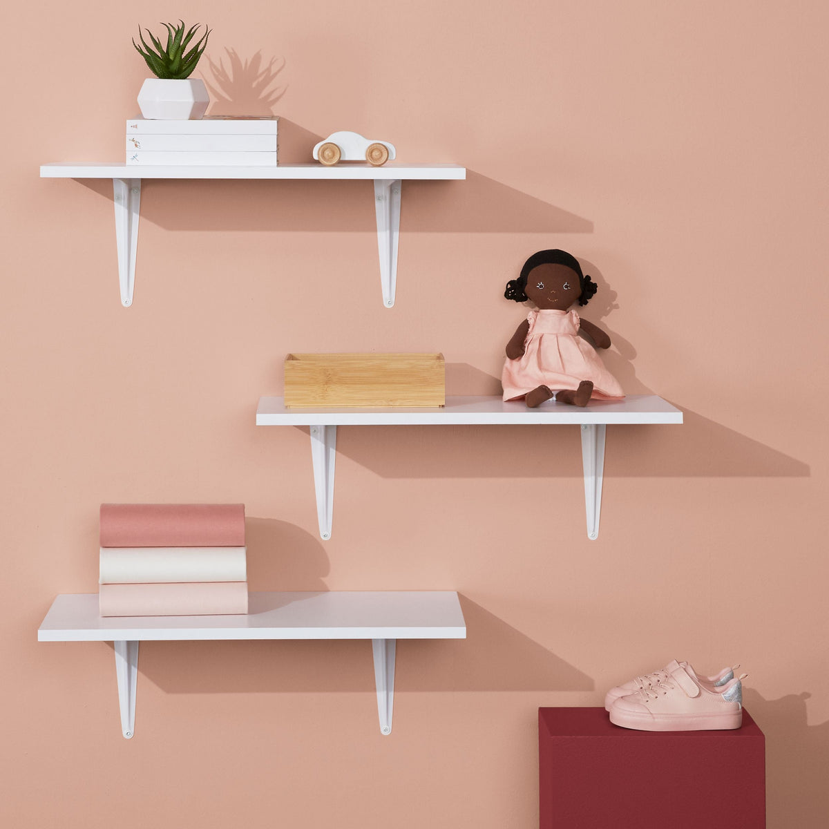 type A Wooden Floating Wall Shelf Board, White, 12 x 24-in O3K5 - product image 4