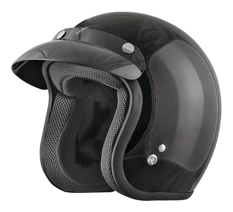 Adult Open-Face Motorcycle Helmet, Black, Assorted Sizes G0L9