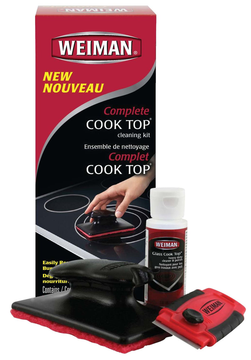 Complete Glass Cooktop Cleaning Kit, 3-pc, Include Scrub Pad, Scraper and Cleaning Solution J2G8